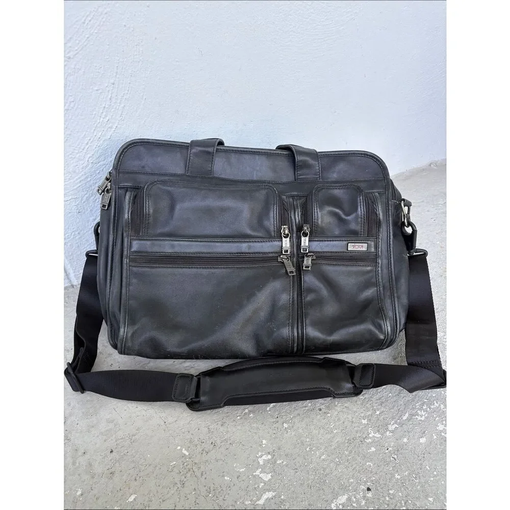 Tumi Alpha Napa leather expandable briefcase